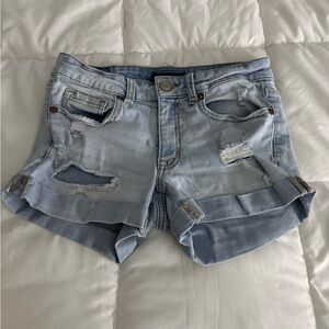 Aeropostale Light Wash Ripped Jean Shorts